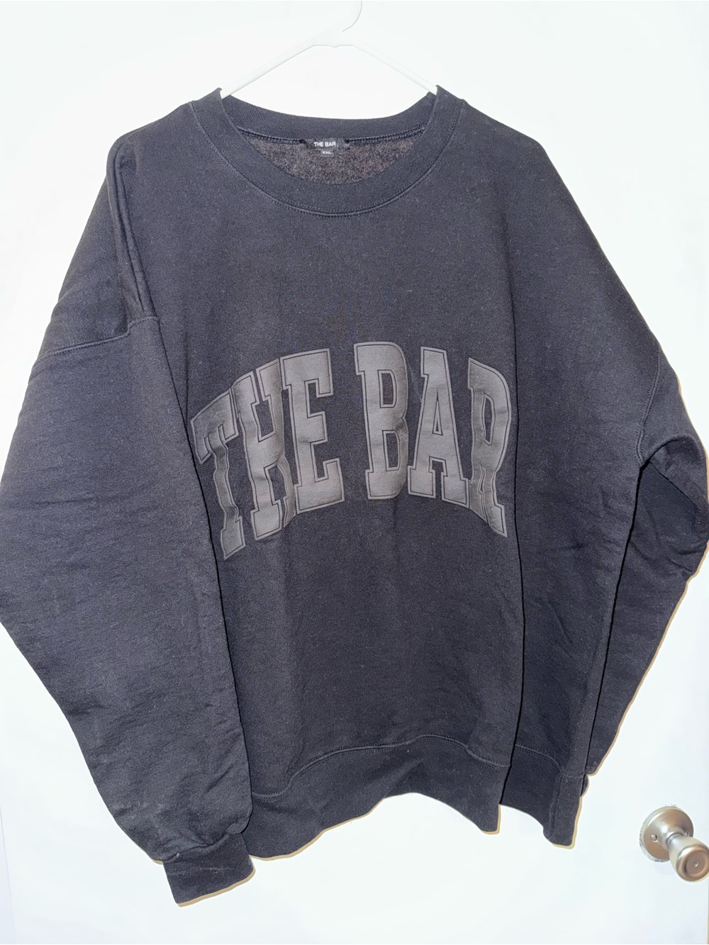 The Bar Black Crewneck with Large Tonal Logo